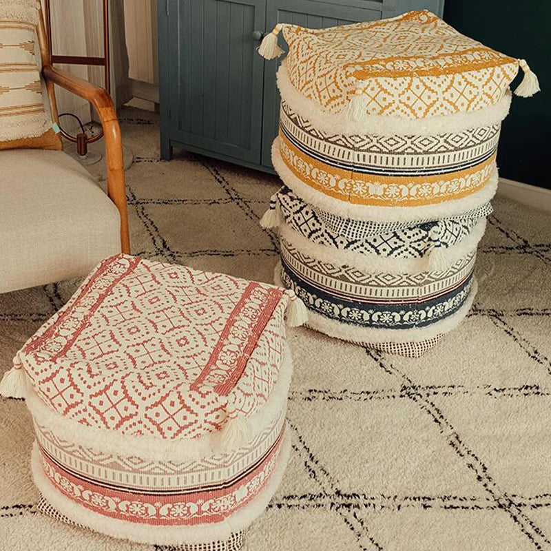 Nordic Footrest Cover Ottoman Beanbag Sofa Covers Living Room Bedroom Moroccan Style Pouf Tatami Footstool Covers Home Decor