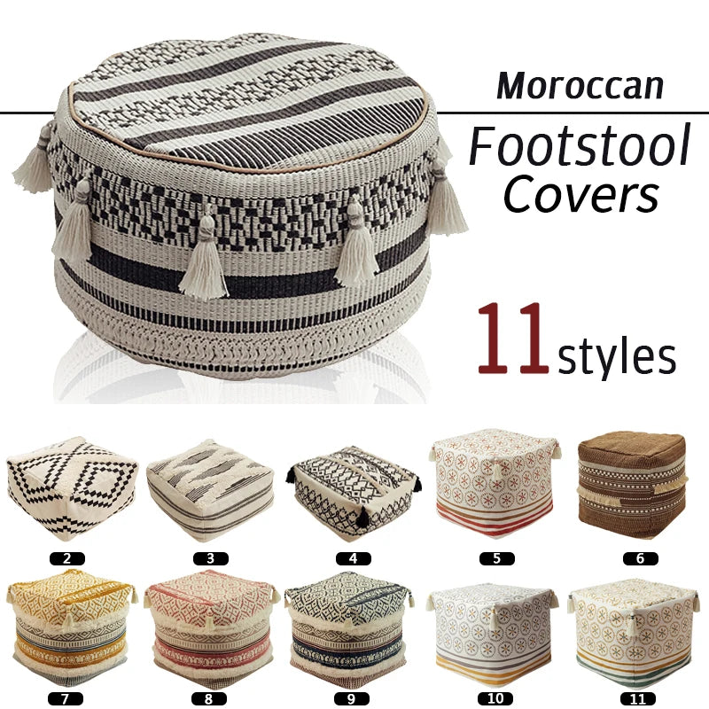 Nordic Footrest Cover Ottoman Beanbag Sofa Covers Living Room Bedroom Moroccan Style Pouf Tatami Footstool Covers Home Decor