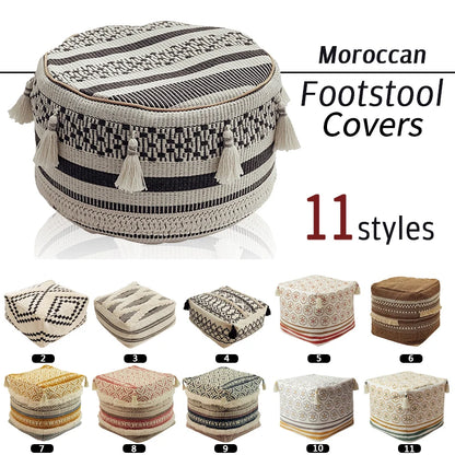 Housse de repose-pieds nordique, housse de canapé ottoman, housse de pouf, housse de pouf, housse de repose-pieds, décoration d'intérieur, style marocain, pour salon, chambre à coucher