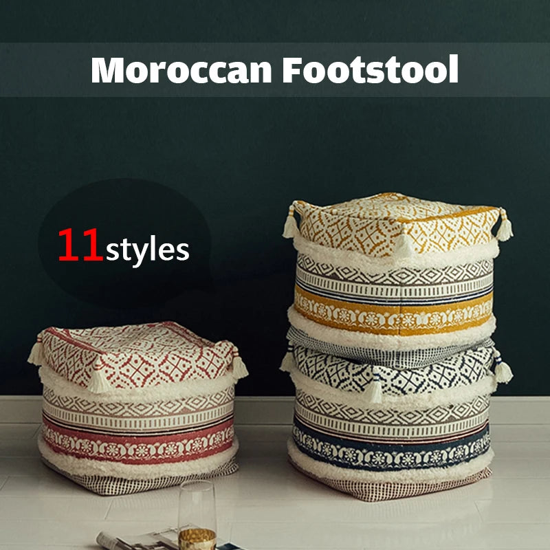 Nordic Footrest Cover Ottoman Beanbag Sofa Covers Living Room Bedroom Moroccan Style Pouf Tatami Footstool Covers Home Decor