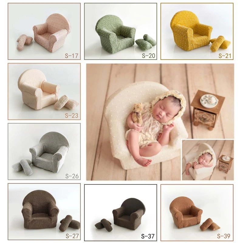 Newborn Seat Posing Modeling Sofa and Pillow Set Baby Full Moon Photography Prop G32A