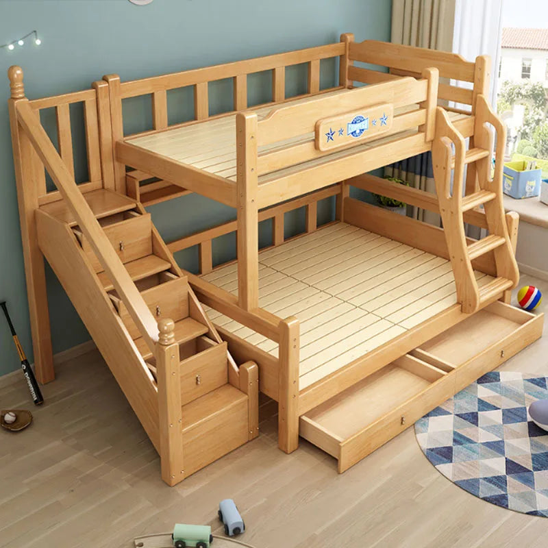 Litera alta y baja de estilo nórdico para niño, cama tipo príncipe de madera maciza, juego de muebles para dormitorio de 1,2 metros para apartamento pequeño