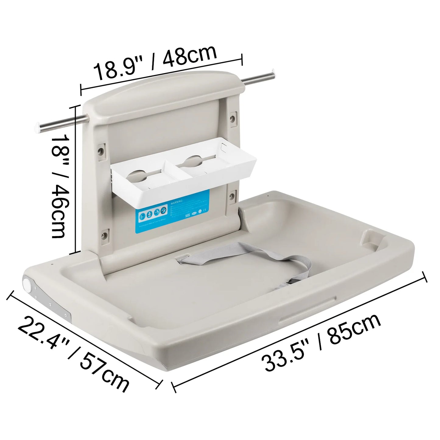 Table à langer pour bébé VEVOR Table à langer murale commerciale Table à langer pour bébé Table à langer verticale rabattable pour toilettes