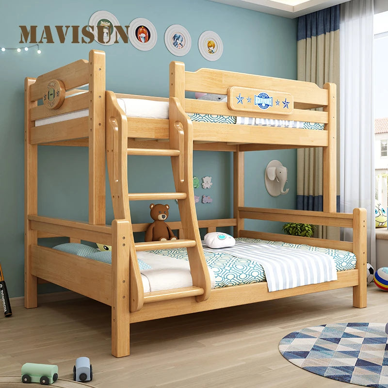 Litera alta y baja de estilo nórdico para niño, cama tipo príncipe de madera maciza, juego de muebles para dormitorio de 1,2 metros para apartamento pequeño