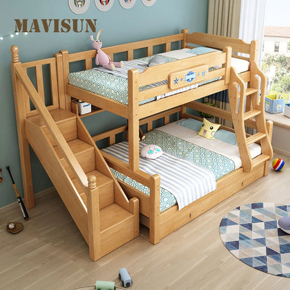 Litera alta y baja de estilo nórdico para niño, cama tipo príncipe de madera maciza, juego de muebles para dormitorio de 1,2 metros para apartamento pequeño