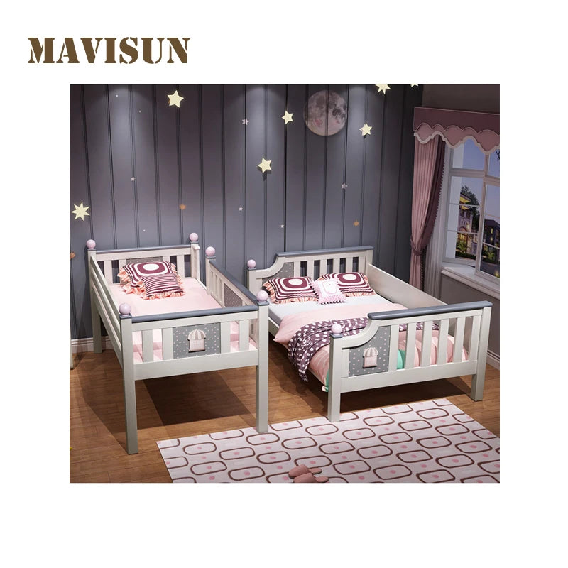 Princess Child-Mother Bed Solid Wood Girl Children Bedroom Furniture Multifunctional Combination High And Low Two-Layer Kid Beds