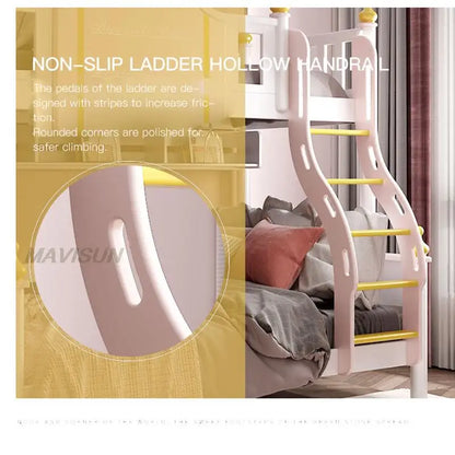 Lit de princesse avec toboggan et casier Meubles de chambre à coucher pour enfants modernes de style européen Château Lit pour enfants de style luxueux pour fille