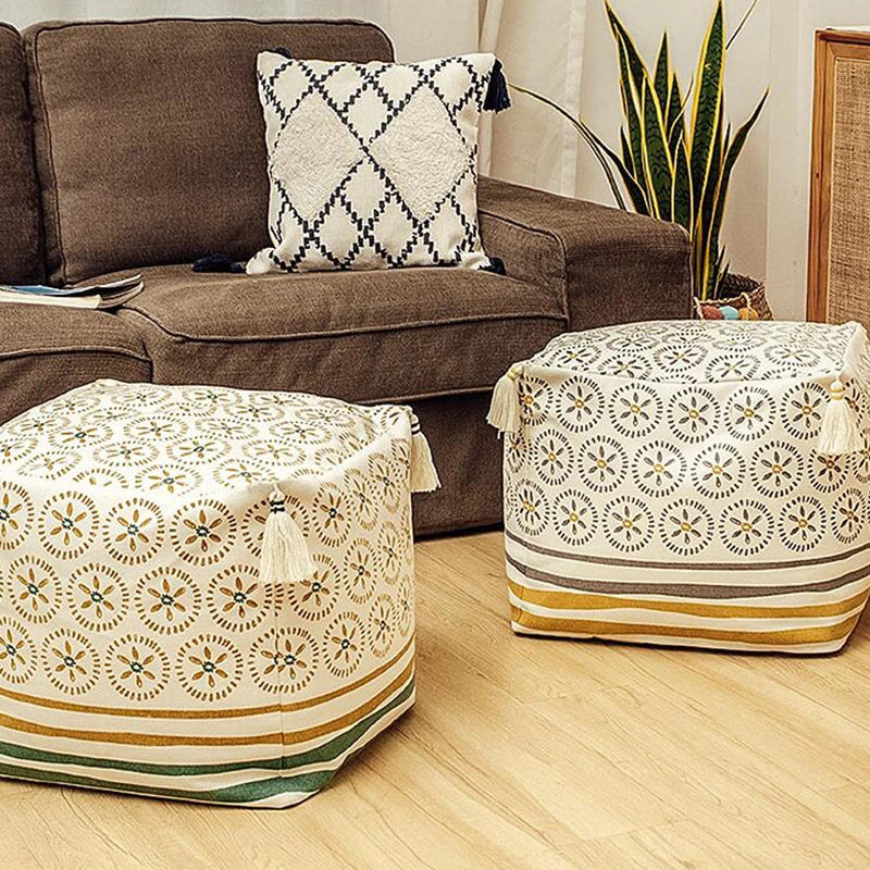 Nordic Footrest Cover Ottoman Beanbag Sofa Covers Living Room Bedroom Moroccan Style Pouf Tatami Footstool Covers Home Decor