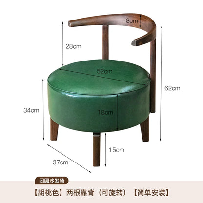 Rotating Small Chair Solid Wood Household Low Stool Sturdy Backrest Adult Child Rotating Living Room Sofa Dining Room Furniture