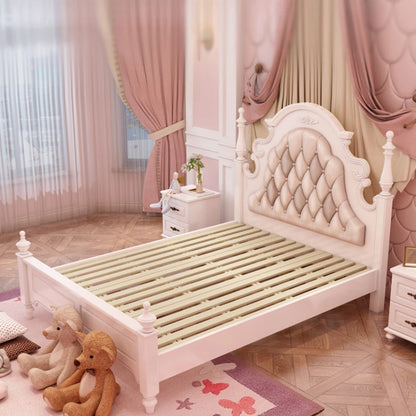 Cama infantil de lujo de princesa, bonita cama tamaño queen americana, color rosa y blanco, cómoda, muebles de lujo para niños, casa