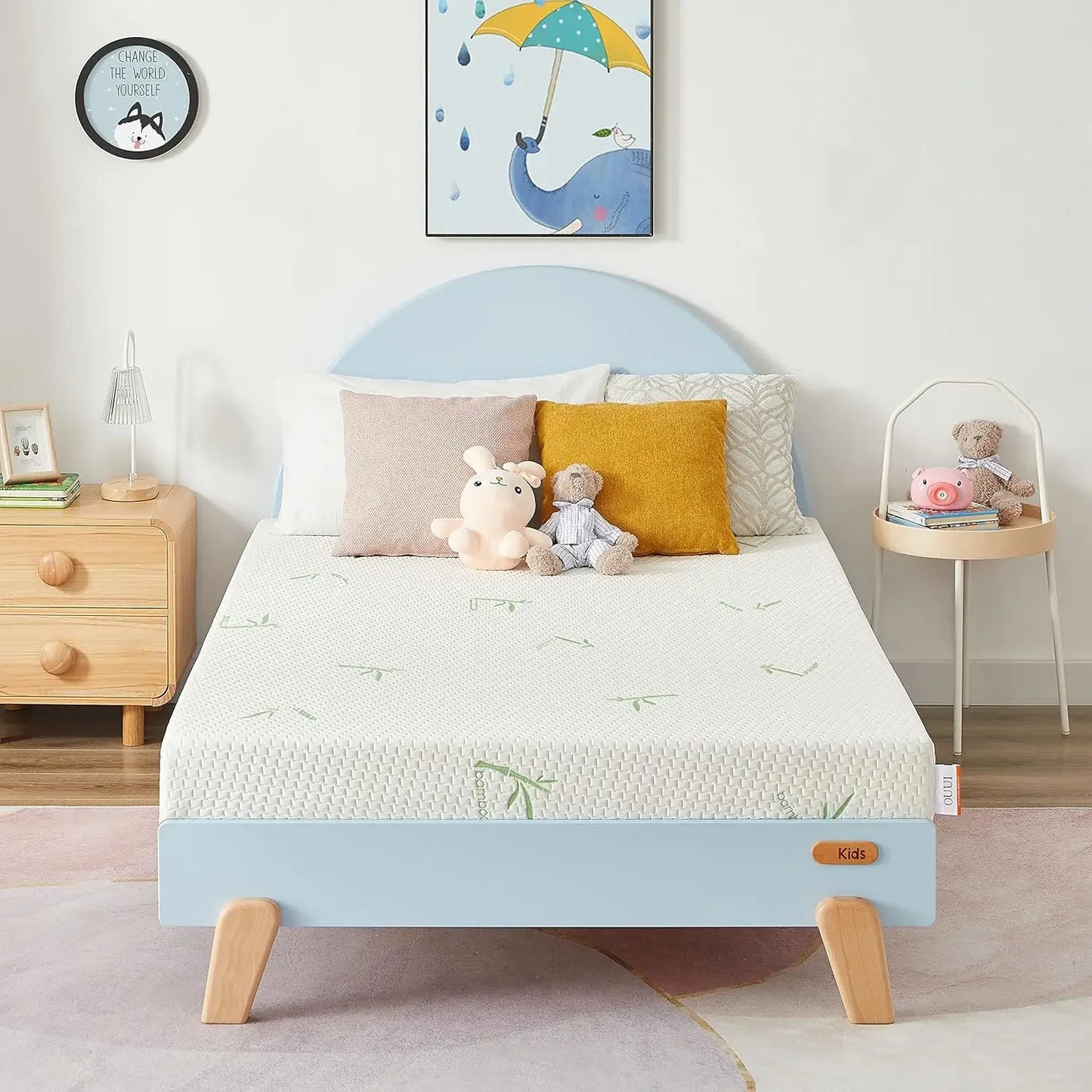 Matelas, matelas en mousse à mémoire de forme de 5 pouces dans une boîte pour enfants avec housse en bambou respirant, matelas en gel mi-ferme pour lit superposé