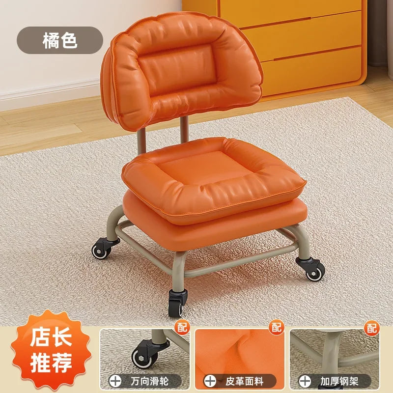 Small Stool with Universal Wheels for Home Use Children Walking with Wheels Backrest Chair 의자 식탁의자 Kitchen Living Room 가구