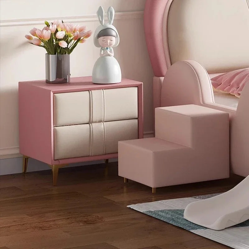 Cama doble de princesa suave para niñas, moderna cama tipo loft de cuero de lujo para niños, camas tamaño queen para bebés, muebles de dormitorio