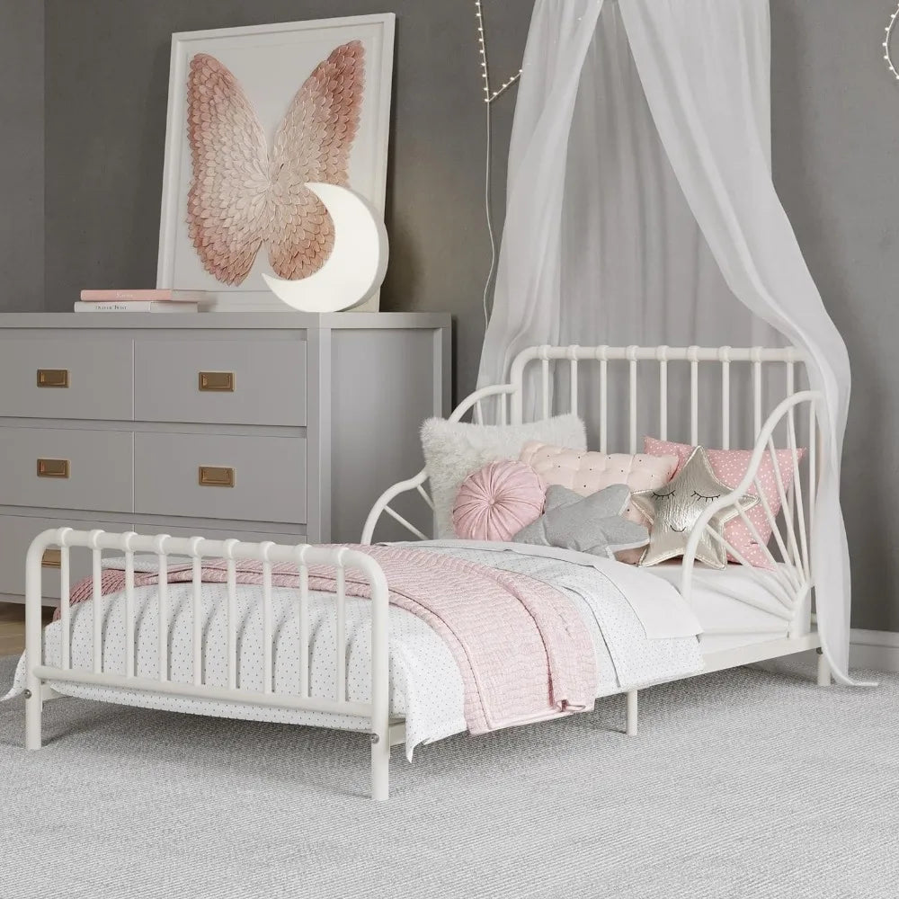 Cama infantil de metal Quinn de Little Seeds, color blanco roto