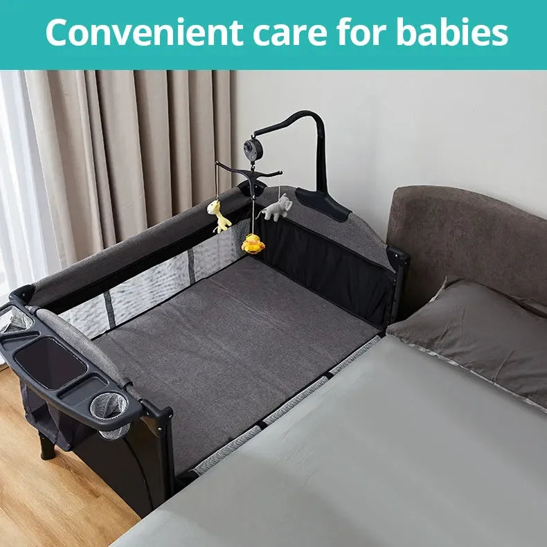 Cuna portátil para bebé MOEYE con mesa cambiadora de pañales, cuna para dormir para bebé, corralito multifuncional