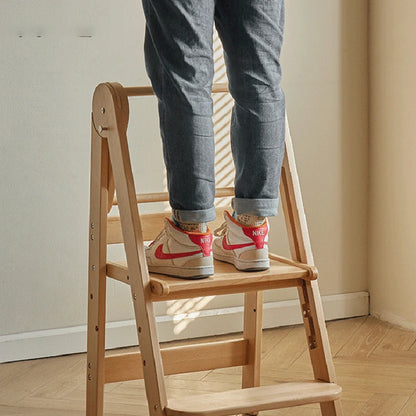 Chaises pliantes portables pour enfants Tabourets multifonctions réglables en hauteur Fauteuils repose-pieds pliables en bois massif pour enfants