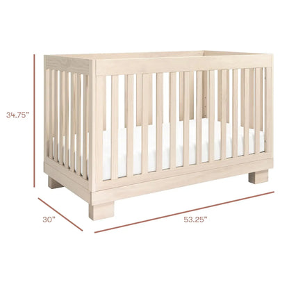 Cuna convertible 3 en 1 Modo con kit de conversión de cama para niños pequeños en tono natural lavado, con certificación Greenguard Gold