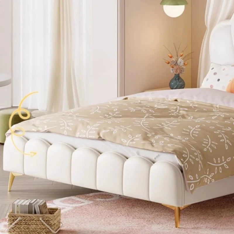 Pretty Modern Childrens Bed Elegant Leather Luxury Comferter Bed Solid Wood Camas De Dormitorio Bedroom Set Furniture