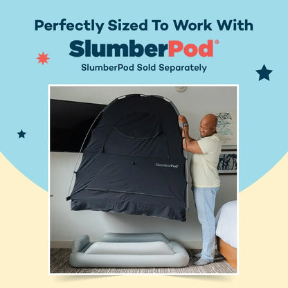 Cama de viaje inflable para niños pequeños SlumberTot: colchón de aire portátil para niños con protectores de seguridad, tamaño perfecto ideal para