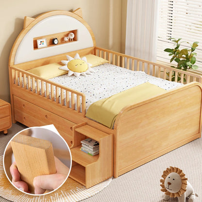 Bonita cama infantil moderna tipo loft de madera maciza, cómoda, juego de dormitorio infantil de lujo