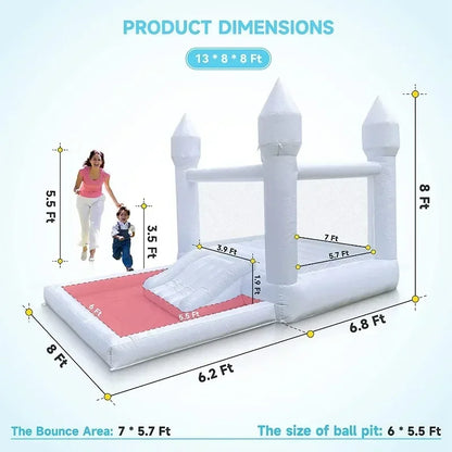 Castillo inflable blanco para niños con soplador, trampolín, tobogán, piscina de bolas, parque para fiestas de bodas, alquiler para eventos, juguete para niños, cama de salto