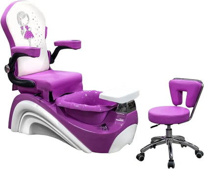 Silla de pedicura para niños, silla de spa para pies y pedicura con kit de taburete de pedicura, ajustable, reclinable, profesional, para salón de uñas y spa para niños