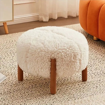 Solid Wood Low Stools Round Footrest Modern Ottomans Minimalism Footstool Children Small Chairs Nordic Aesthetic Room Furniture