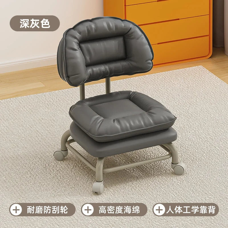 Small Stool with Universal Wheels for Home Use Children Walking with Wheels Backrest Chair 의자 식탁의자 Kitchen Living Room 가구