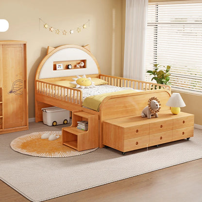 Bonita cama infantil moderna tipo loft de madera maciza, cómoda, juego de dormitorio infantil de lujo