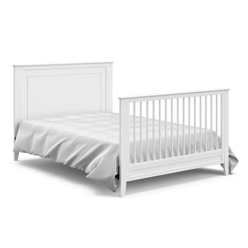 Solstice 5-In-1 Convertible Crib (White) – GREENGUARD Gold Certified, Converts to Toddler Bed and Full-Size Bed