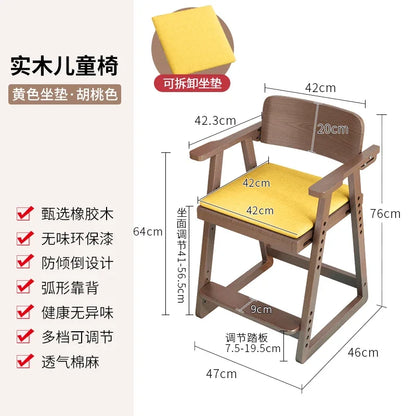 Solid Wood Children Study Chairs with Adjustable Lift Seats Writing Dining Chairs Desks Kitchen Sillas Para Comedor Стул 의자