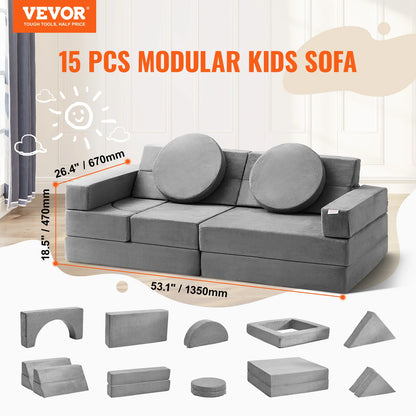 Sofá de juegos VEVOR para niños, sofá de espuma para niños pequeños con esponja de alta densidad 25D para jugar, crear, dormir, muebles para niños