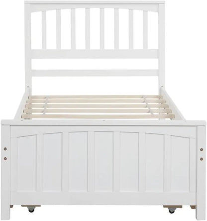 Platform , Double , Children's Bed, Wooden Frame with Trundle Bed, Suitable for Children, Teenagers and Adults