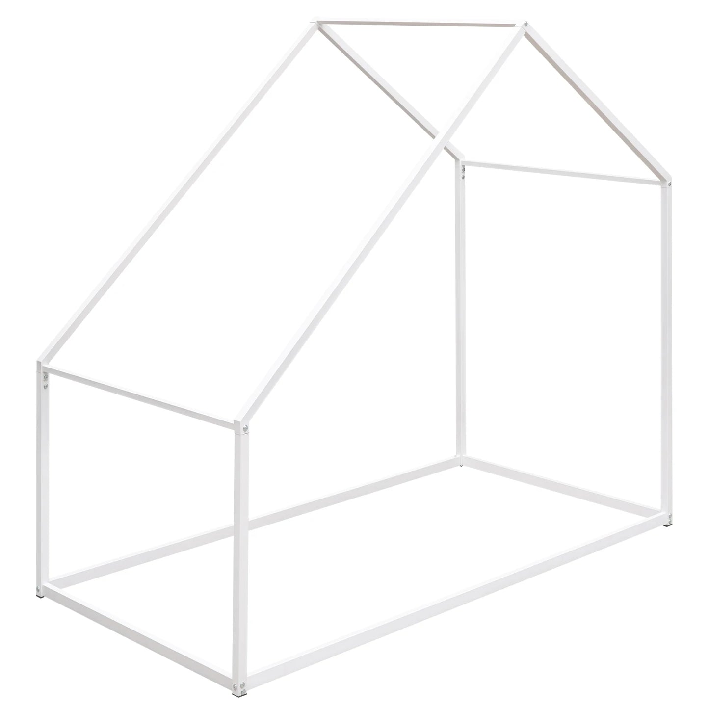 Lit cabane en métal pour enfants, taille double, blanc