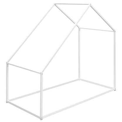 Lit cabane en métal pour enfants, taille double, blanc