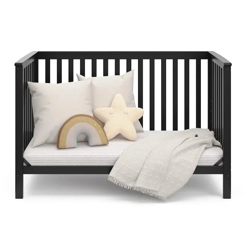 Cuna convertible 4 en 1 Hillcrest de Storkcraft (negra): se convierte en sofá cama, cama para niños pequeños y cama de tamaño completo