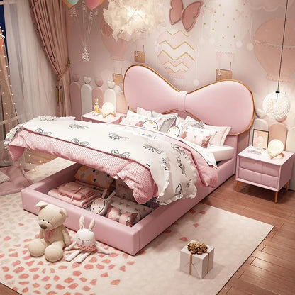 Cama doble moderna de lujo de princesa para niños y niñas, diseño Queen Loft, marcos de cama para niños, somieres y marcos de cama para bebés, muebles