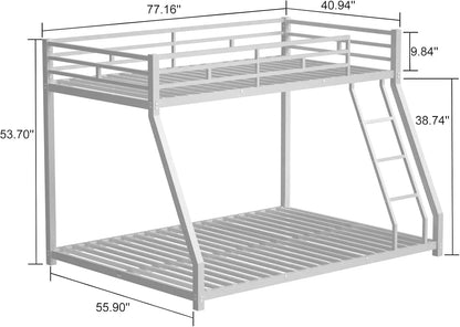 Lit superposé double avec cadre en métal, conception peu encombrante, lit en métal pour enfants et adolescents, assemblage facile, blanc