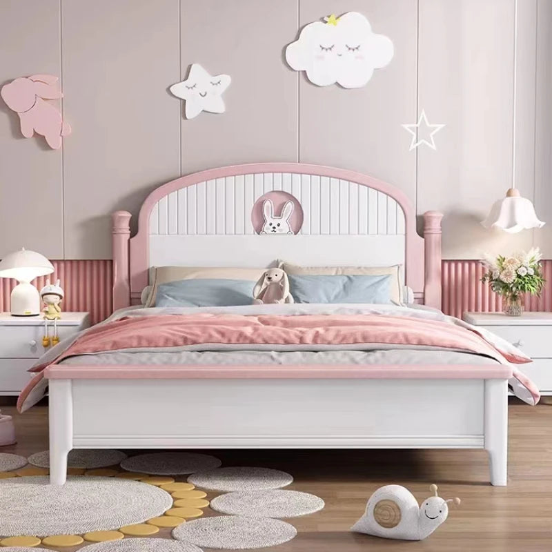 Cama infantil rosa para niñas, bonita y moderna cama de princesa cómoda, loft para niños, camas de dormitorio, muebles para el hogar