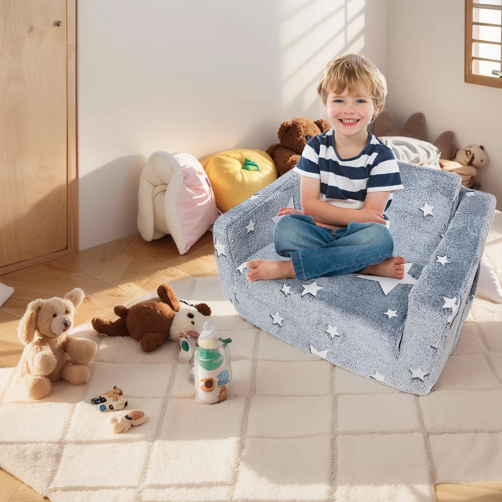 Sofá para niños pequeños 2 en 1 Sofá blando para niños pequeños Sofá plegable convertible en tumbona Sofá de juego para niños pequeños plegable para niñas y niños