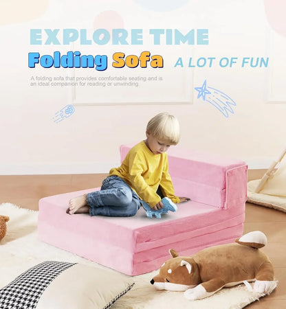 Sofa Bed for Kids,Tri Folding Floor Toddler’s Mattress Fold up Sofa Bed,Child Foldable Futon Mattress,Folding Couch for Kids,Pin