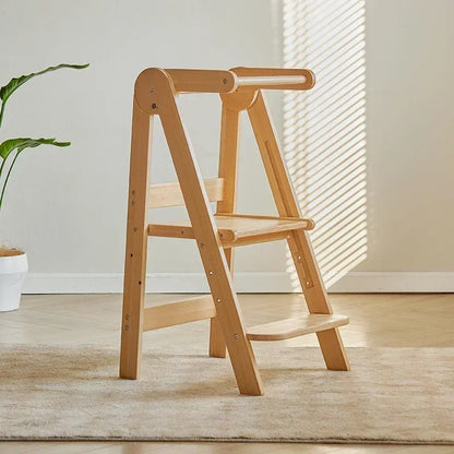 Escaleras de madera sencillas Taburetes para niños Sillas de sala de estar Cocina Baño Taburete plegable Hogar Silla con reposabrazos antideslizante