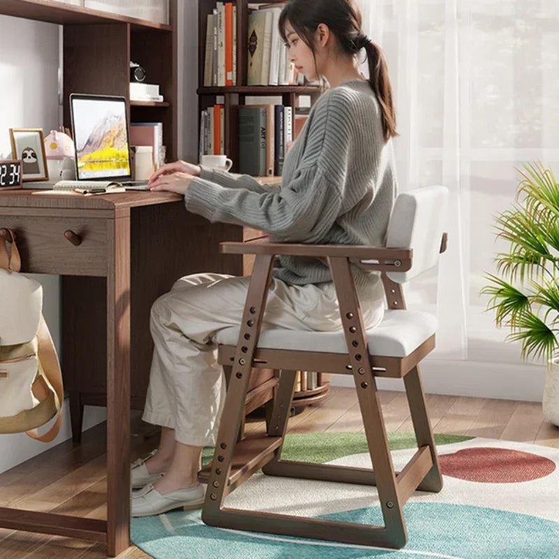 Chaises d'étude pour enfants en bois massif avec sièges élévateurs réglables Chaises d'écriture Chaises de salle à manger Bureaux de cuisine Sillas Para Comedor Стул 의자