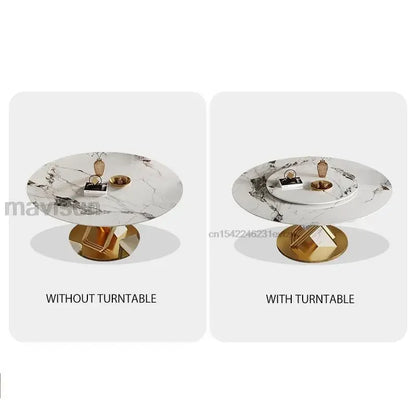 Round Dining Table Furniture Living Room Center 360°Rotating Turntable Designer Steel Frame Kitchen Table Chair Set Restaurant