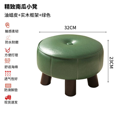 Solid Wood Rotating Stools Household Low Backrests Small Chairs Living Room Sofas Soft Bags Shoe Changing Stools Children Design