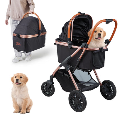 Poussette pliable pour animaux de compagnie VEVOR de 66 lb avec freins et panier de rangement amovible pour chiens de petite et moyenne taille