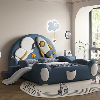 Marco de cama para niños único y de lujo, cabecero de cama tipo loft moderno y cómodo, muebles de dormitorio para niños