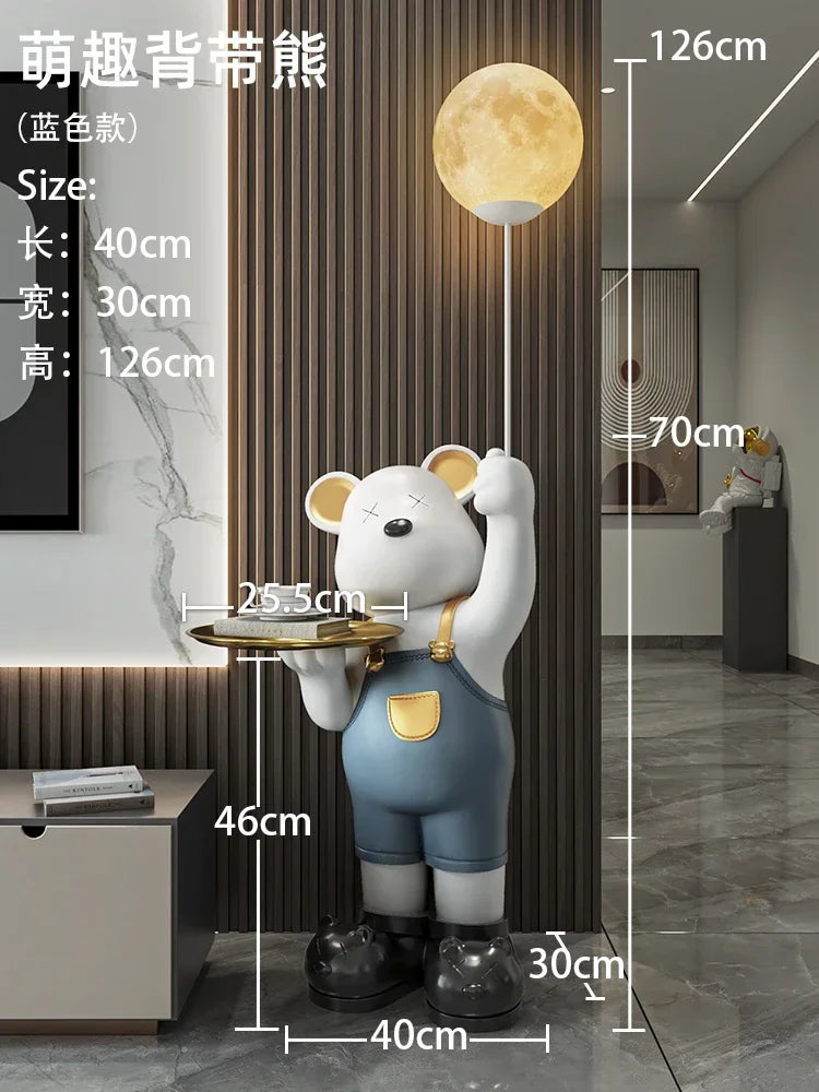 Adornos de escultura de oso violento de gran tamaño con forma de luna, mueble de TV para dormitorio y decoración creativa para habitación de niños, regalos luminosos para el hogar