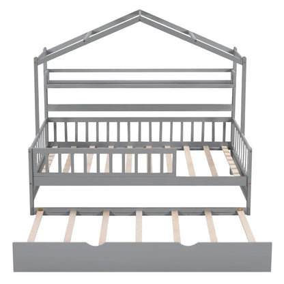 Lit double en bois avec lit gigogne, lit pour enfants avec étagère, un meilleur environnement de sommeil, gain de place, qualité supérieure