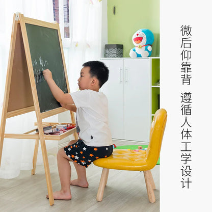 Solid Wood Children Chair Low Stool Kindergarten Writing Chair Learning Home Backrest Sofa Wooden Kitchen Balcony Furniture